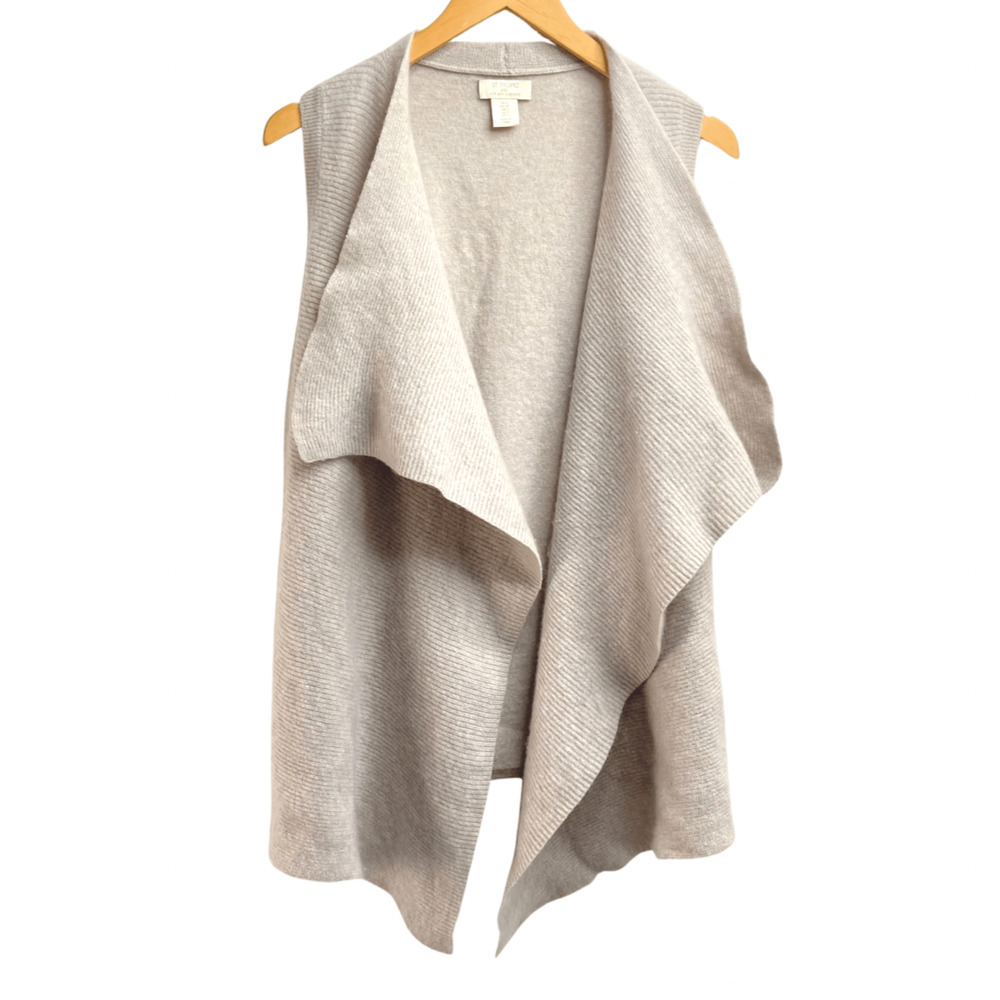 St. Tropez West 100% 2-Ply Cashmere Sweater Vest Open Front